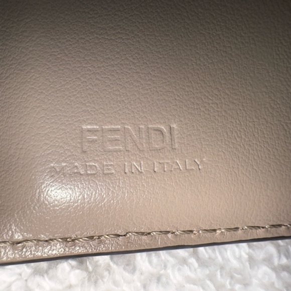 Fendi COA O'Lock Wallet Micro Trifold Rose Pink Tortora Gray Calf Leather - Picture 10 of 16